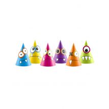 6 Chapeaux de fête petits monstres à créer - Couleur Multicolore