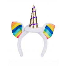 Serre-tête licorne avec oreilles multicolores pour Adulte - Couleur Multicolore