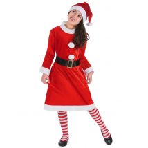 Déguisement Mère Noël pompons blancs pour Fille - Couleur Rouge - Taille 7 - 9 ans (M)