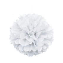 Pompon blanc en papier 40 cm - Couleur Blanc