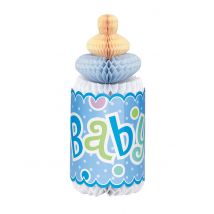 Décoration alvéolée Baby shower biberon bleu - Couleur Bleu