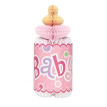 Décoration de table alvéolée biberon rose Baby shower - Couleur Rose