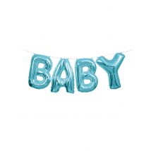 Ballons aluminium lettres baby bleues 2,5 m - Couleur Bleu