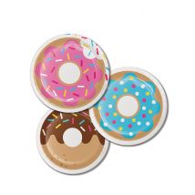 8 Petites assiettes en carton Donuts 17 cm - Couleur Multicolore