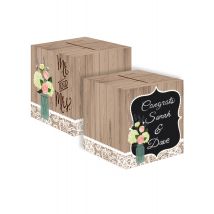 Urne en carton personnalisable Mr et Mrs 30 cm - Couleur Marron