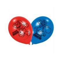 6 Ballons latex Super Mario - Couleur Rouge