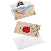 8 Invitations et enveloppes Pirate - Couleur Multicolore