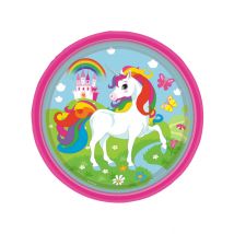 8 Assiettes en carton Licorne arc-en-ciel 23 cm - Couleur Multicolore