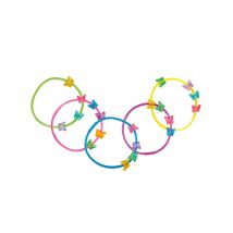 5 Bracelets papillons colorés - Couleur Multicolore