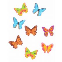 8 Décorations pour gâteau papillons azyme 4 cm - Couleur Multicolore