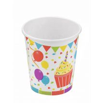 6 Gobelets en carton 25cl ballons d'anniversaire - Couleur Multicolore