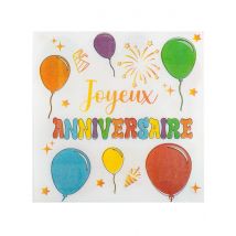 12 Serviettes en papier Ballons d'anniversaire 33 x 33 cm - Couleur Multicolore