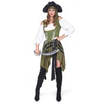 Déguisement Pirate flibustière vert pour Femme - Couleur Vert - Taille S
