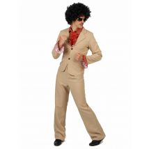 Déguisement Disco beige à froufrous pour Homme - Couleur Marron - Taille L