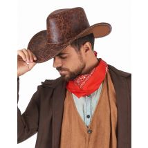 Chapeau de cowboy marron imitation cuir pour Adulte - Couleur Marron
