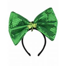 Serre-tête noeud vert à sequins pour Adulte - Couleur Vert