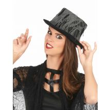 Chapeau haut de forme noir toile d'araignée pour Adulte - Couleur Noir