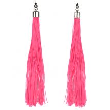 Boucles d'oreilles franges rose fluo pour Adulte - Couleur Rose