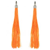 Boucles d'oreilles franges orange fluo pour Adulte - Couleur Orange