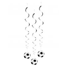 3 Décorations à suspendre Foot party 85 cm - Couleur Argent