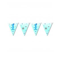 Guirlande fanions premier anniversaire pour Garçon One Little Star 3.7 m - Couleur Bleu