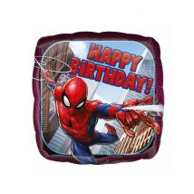 Ballon aluminium carré Spider-man Happy Birthday 43 cm - Couleur Rouge