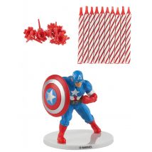 Kit bougie d'anniversaire Captain America - Couleur Bleu