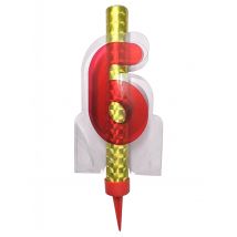 Fontaine lumineuse chiffre 6 rouge 12 cm - Couleur Rouge