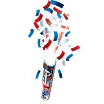 Tube lanceur de confettis rectangle tricolore 30 cm - Couleur Bleu