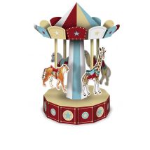 Centre de table en 3D Carrousel à assembler - Couleur Rouge