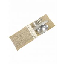 4 Porte-couverts effet jute 8,5 x 24,5 cm - Couleur Marron
