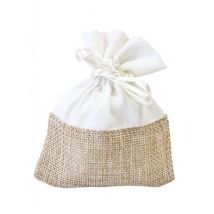 4 Sachets en toile et tissu 8 x 10 cm - Couleur Blanc