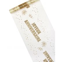 Chemin de table organza Joyeux Anniversaire doré 29 cm x 5 m - Couleur Or