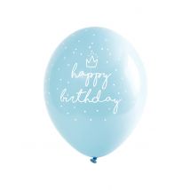 6 Ballons en latex bleus Happy Birthday 30 cm - Couleur Bleu