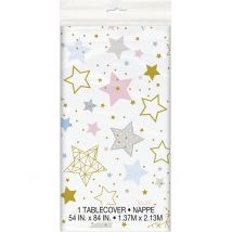 Nappe en plastique Twinkle Twinkle Little Star 137 x 213 cm - Couleur Blanc