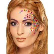 100 Strass pour visages multicolores - Couleur Multicolore