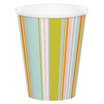 8 Gobelets en carton Jungle rayés multicolore 256 ml - Couleur Multicolore