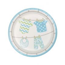 8 Petites assiettes en carton Petit Body pour Garçon bleu 18 cm - Couleur Bleu
