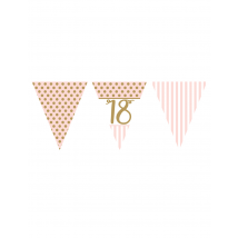 Guirlande fanions en papier 18 ans rose et or 3,7 m - Couleur Rose