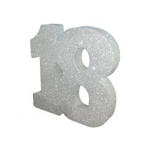 Décoration de table 18 ans argent pailleté 20 x 20 cm - Couleur Argent