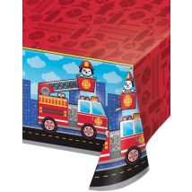 Nappe en plastique Camion de Pompier 137 x 259 cm - Couleur Rouge