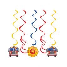 5 Suspensions Camion de Pompier 99 cm - Couleur Multicolore