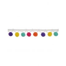 Ruban de pompons multicolores 2m - Couleur Multicolore