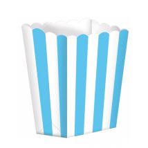 5 Boîtes à popcorn en carton bleu et blanc 6,3 x 13,5 x 3.8cm - Couleur Bleu