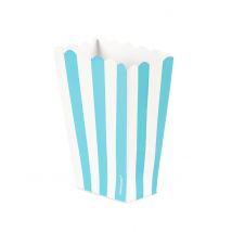 5 Boîtes à popcorn en carton bleu et blanc 6,3 x 13,5 x 3.8cm - Couleur Bleu