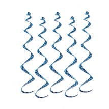 5 Suspensions en spirale Flocons de neige bleu et blanc 60 cm - Couleur Bleu