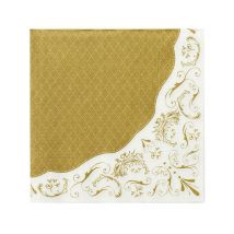 20 Serviettes en papier Porcelaine 33 x 33 cm - Couleur Or