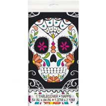 Nappe en plastique Tête de mort Day of the Dead 137 x 213 cm - Couleur Noir
