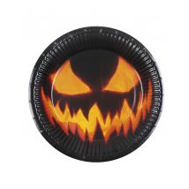 10 Assiettes en carton citrouille terrifiante 23 cm - Couleur Noir