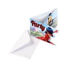 6 Cartons d'invitation Party avec enveloppes Ladybug - Couleur Multicolore